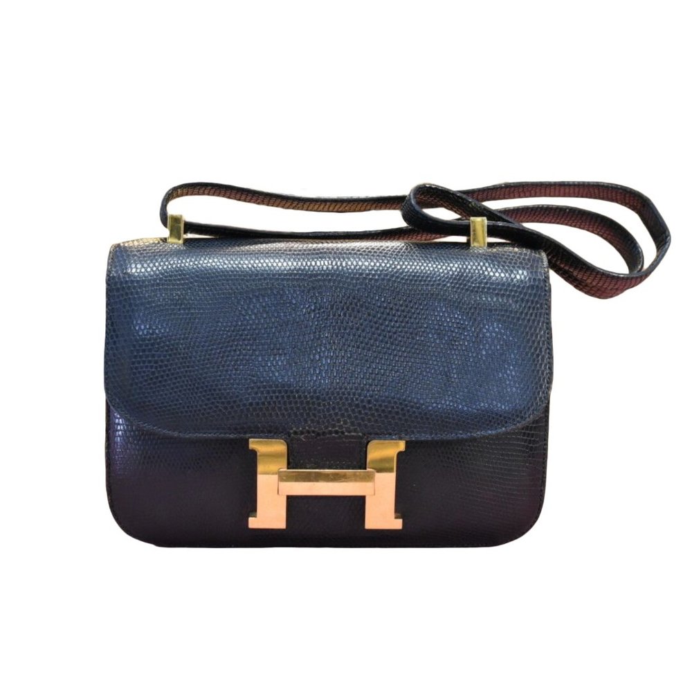 Hermès Black Lizard Constance 24 With Gold Hardware